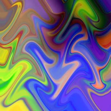 Soyut arkaplan, renkli dalgalı resim. 2 boyutlu grafik çizimi. Çizim. Moda, sıvı kumaş dinamiği, akış.