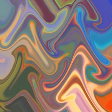Eğri şekillerden oluşan renkli psikedelik bir arka plan. Görüntü