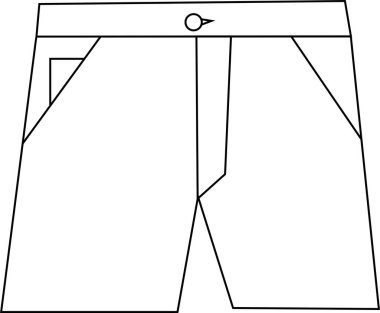 Kısa pantolon çizgisi simgesi. Giysi işaretleri ve semboller.