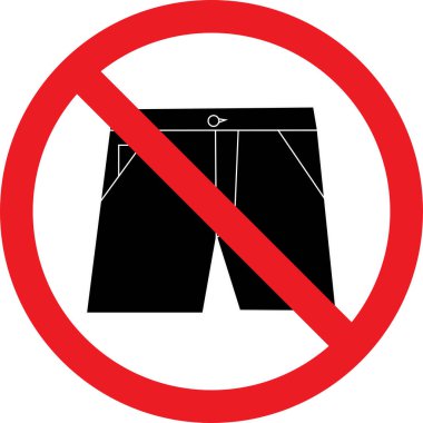 No short pant sign. Forbidden signs and symbols. clipart