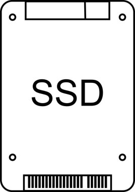 SSD depolama simgesi. Sağlam bir durum sürüş sembolü. Bilgisayar parçaları.
