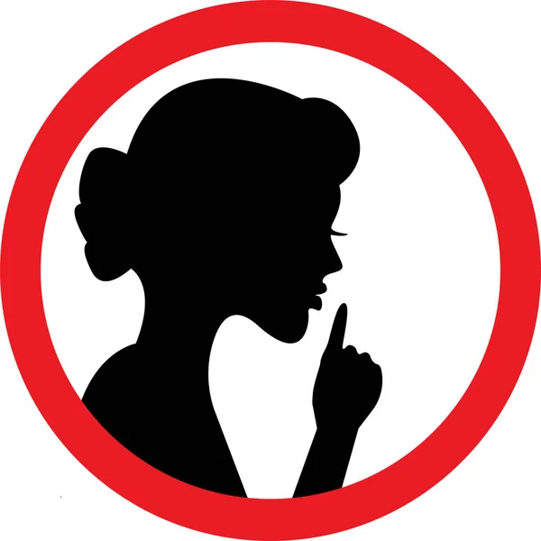 沈黙の女性のジェスチャーサイン 禁断の記号と記号 — ストックベクタ
