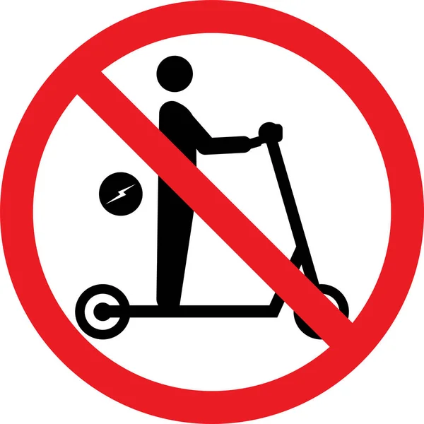 Electric Scooter Sign Bikes Allowed Forbidden Signs Symbols — Stock Vector