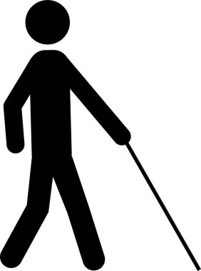 Kör insan yürüyüşü işareti. Özürlülük işaretleri ve sembolleri.