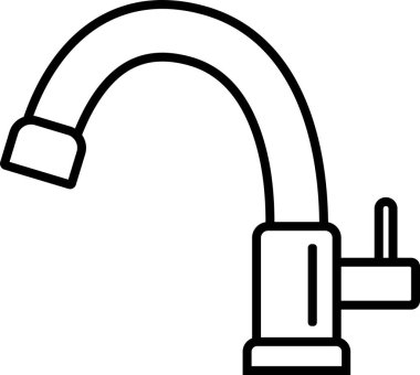 Mutfak suyu musluk ikonu ana hatları vektörü. Banyo işaretleri ve sembolleri..