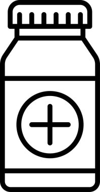 Tablet şişe ikonu. Tıbbi işaretler ve semboller..