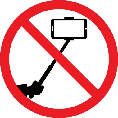 Selfie çubuğu yasak işareti. Yasak işaretler ve semboller.