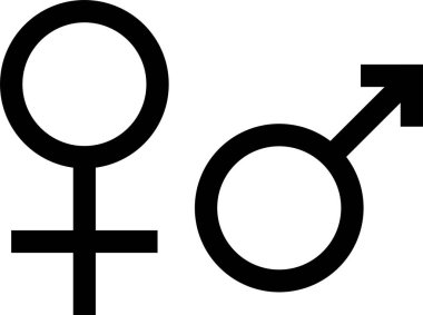 Erkek ve kadın sembolü. Cinsiyet işaretleri ve semboller.