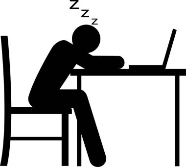 Masa simgesinde uyuyan adam.