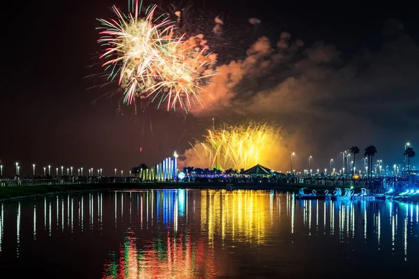 Fogos Artifício Khobar Arábia Saudita Setembro 2022 Celebração Dia Nacional — Fotografia de Stock