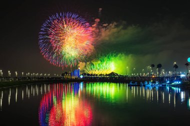 Fireworks at Al Khobar, Saudi Arabia September 23 2022 : National Day Celebration of Kingdom of Saudi Arabia clipart