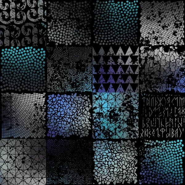 Bezešvé Grunge Vintage Mozaiky Umění Vzor Abstraktní Umělecké Pozadí Vektorový — Stockový vektor