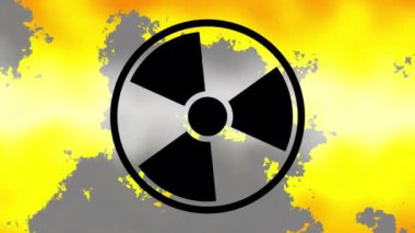 Radyasyon uyarı sembolü çeviriyorum. 4k Döngü Görüntüsü.