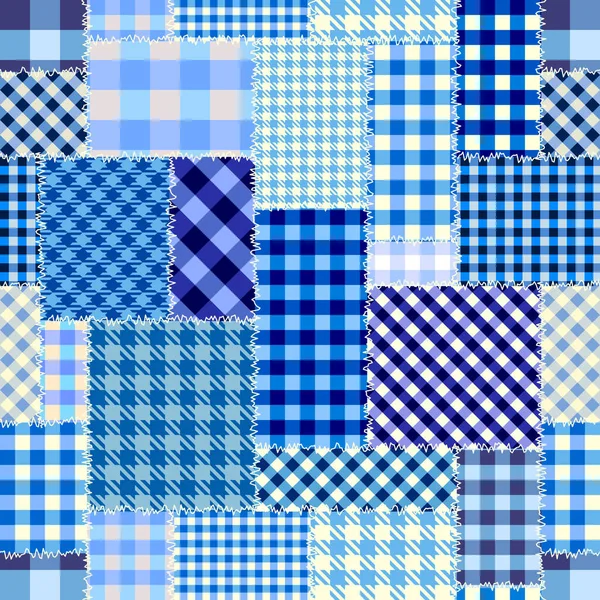 Απρόσκοπτη Μοτίβο Φόντου Μπλε Καρό Σχέδιο Patchwork Ρετρό Στυλ Εικόνα — Διανυσματικό Αρχείο