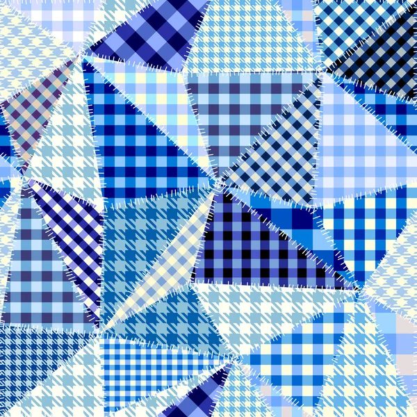 Nahtloses Hintergrundmuster Blaues Kariertes Patchworkmuster Retro Stil Vektorbild — Stockvektor
