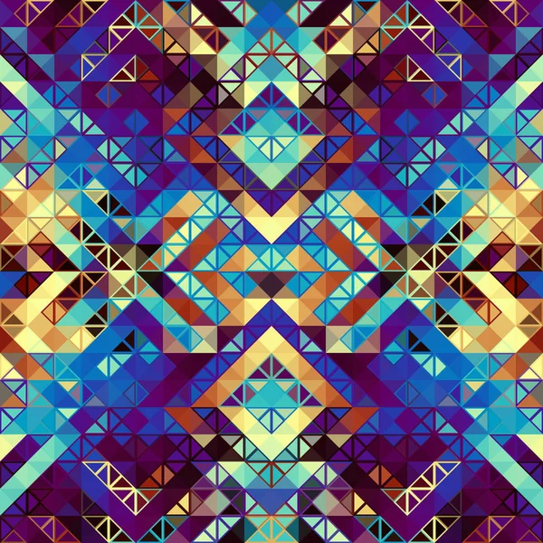 三角形のシームレスなパターン アステカ抽象低ポリ幾何学的な装飾 スポーツファッション繊維 ベクトル画像 — ストックベクタ