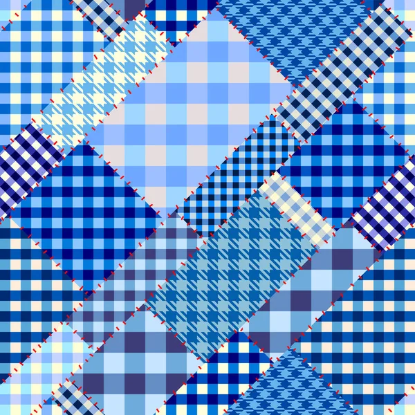 无缝隙背景图 蓝色格子拼凑图案 复古风格 矢量图像 — 图库矢量图片