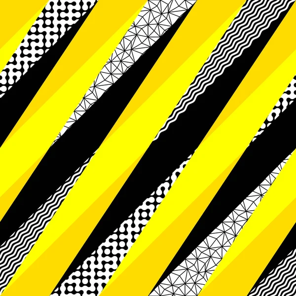 无缝几何抽象图案 复古几何风格 单色和黄色 矢量图像 — 图库矢量图片