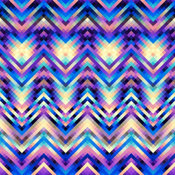 Abstraktes Geometrisches Chevron Muster Pixel Art Stil Vektor Nahtloses Bild — Stockvektor