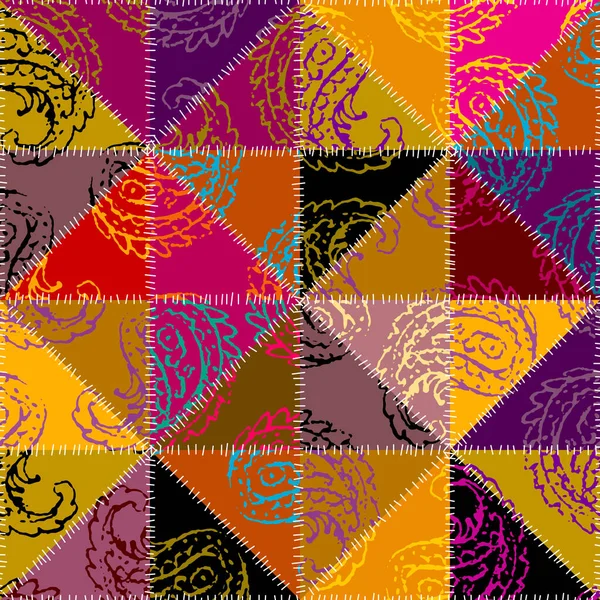 Seamless Background Pattern Paisley Patchwork Pattern Retro Style Vector Image — Stock Vector