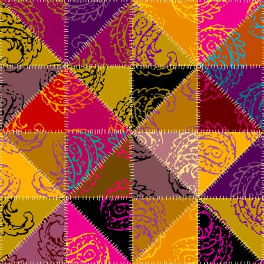 Kusursuz bir arka plan modeli. Paisley yama deseni eski usul. Vektör resmi