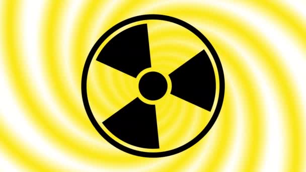 Girando Símbolo Advertencia Radiación Grabaciones Bucle — Vídeos de Stock