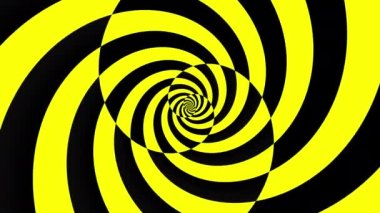 Endless spinning black and yellow Spiral 4k. Seamless looping footage. Abstract helix.