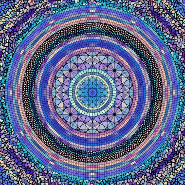 Seamless mosaic art pattern. Mandala art background.. Vector image.