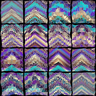 Seamless mosaic art pattern. Mosaic art background.. Vector image.