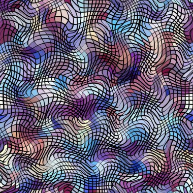 Soyut, dikişsiz fayanssız desen. Dalgalı şekillerin dokusu. Vektör resmi.
