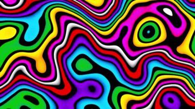 Abstract looping 4k video. Seamless abstract bright colorful wavy psychedelic background for loop playback. Moving wavy surface.