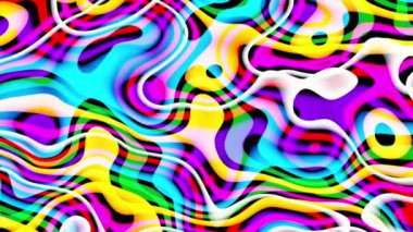 Abstract looping 4k video. Seamless abstract bright colorful wavy psychedelic background for loop playback. Moving wavy surface.