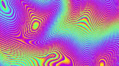 Abstract looping 4k video. Seamless bright abstract wavy psychedelic background for loop playback. Moving wavy surface.