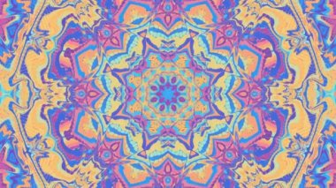 Soyut mandala dönüşümü. 4K kusursuz döngü görüntüsü. Sonsuz dönüşüm çemberi.