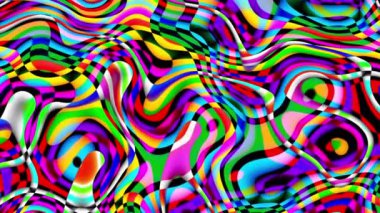 Abstract looping 4k video. Seamless abstract bright colorful wavy psychedelic background for loop playback. Moving wavy surface.