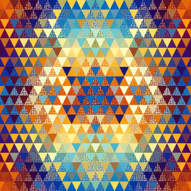 Soyut, dikişsiz fayanssız desen. Üçgen Aztek arka planı. Vektör resmi.