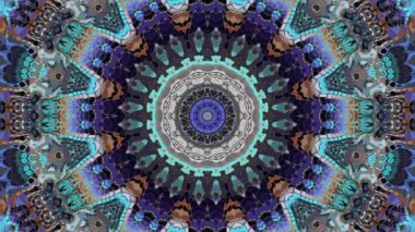 Soyut mandala dönüşümü. 4K kusursuz döngü görüntüsü. Sonsuz dönüşüm çemberi.