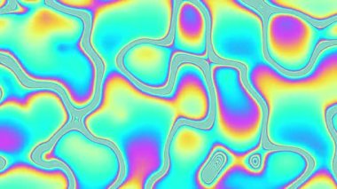 Abstract looping 4k video. Seamless abstract wavy psychedelic background for loop playback. Bright holographic colors. Moving wavy surface.