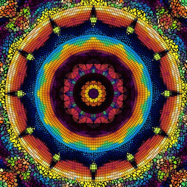 Seamless mosaic art pattern. Mandala Mosaic art background.. Rhombuses patchwork style. Vector image.