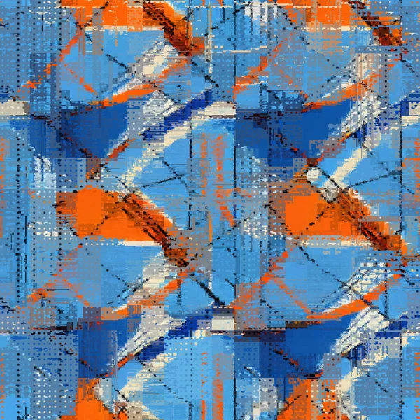 Abstract Seamless Pattern Imitation Grunge Glitch Texture Geometric Suprematism Image — Stock vektor