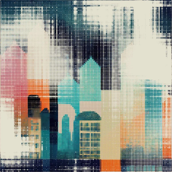 Abstract Cityscape Halftone Dots Background Pop Art Template Texture Vector — Vettoriale Stock