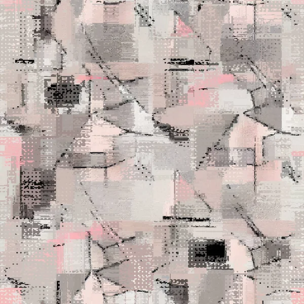 Abstract Seamless Pattern Imitation Grunge Glitch Texture Geometric Suprematism Image — ストックベクタ