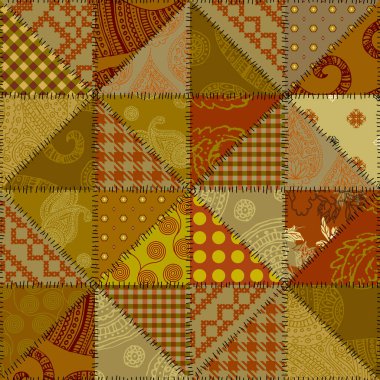 Seamless geometric abstract pattern. Textille patchwork pattern. Vector image. Khaki fabric pattern.