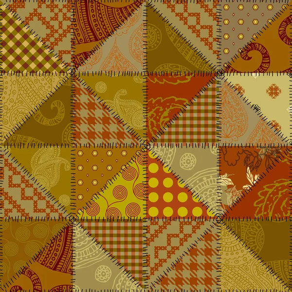 Seamless Geometric Abstract Pattern Textille Patchwork Pattern Vector Image Khaki — Stockvektor