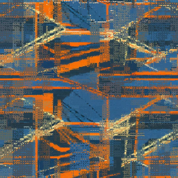 Abstract Seamless Pattern Imitation Grunge Glitch Texture Geometric Suprematism Image — Stockvektor