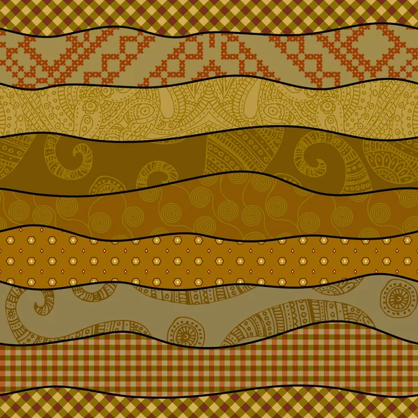 Бесшовный Геометрический Абстрактный Шаблон Волнистый Лоскутный Рисунок Векторное Изображение Ткань — стоковый вектор
