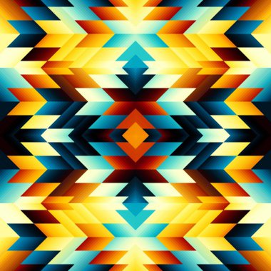 Soyut, dikişsiz fayanssız desen. Üçgen Aztek arka planı. Vektör resmi.