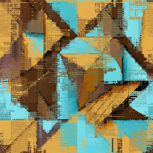 Abstract Seamless Pattern Imitation Grunge Glitch Texture Geometric Suprematism Image — Stockvector