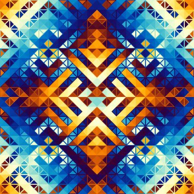 Soyut, dikişsiz fayanssız desen. Üçgen Aztek arka planı. Vektör resmi.