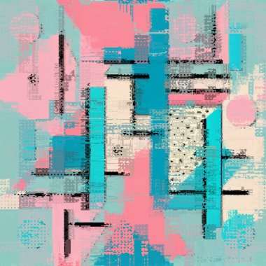 Abstract seamless pattern with imitation of grunge glitch texture. Geometric suprematism image. Vector image.